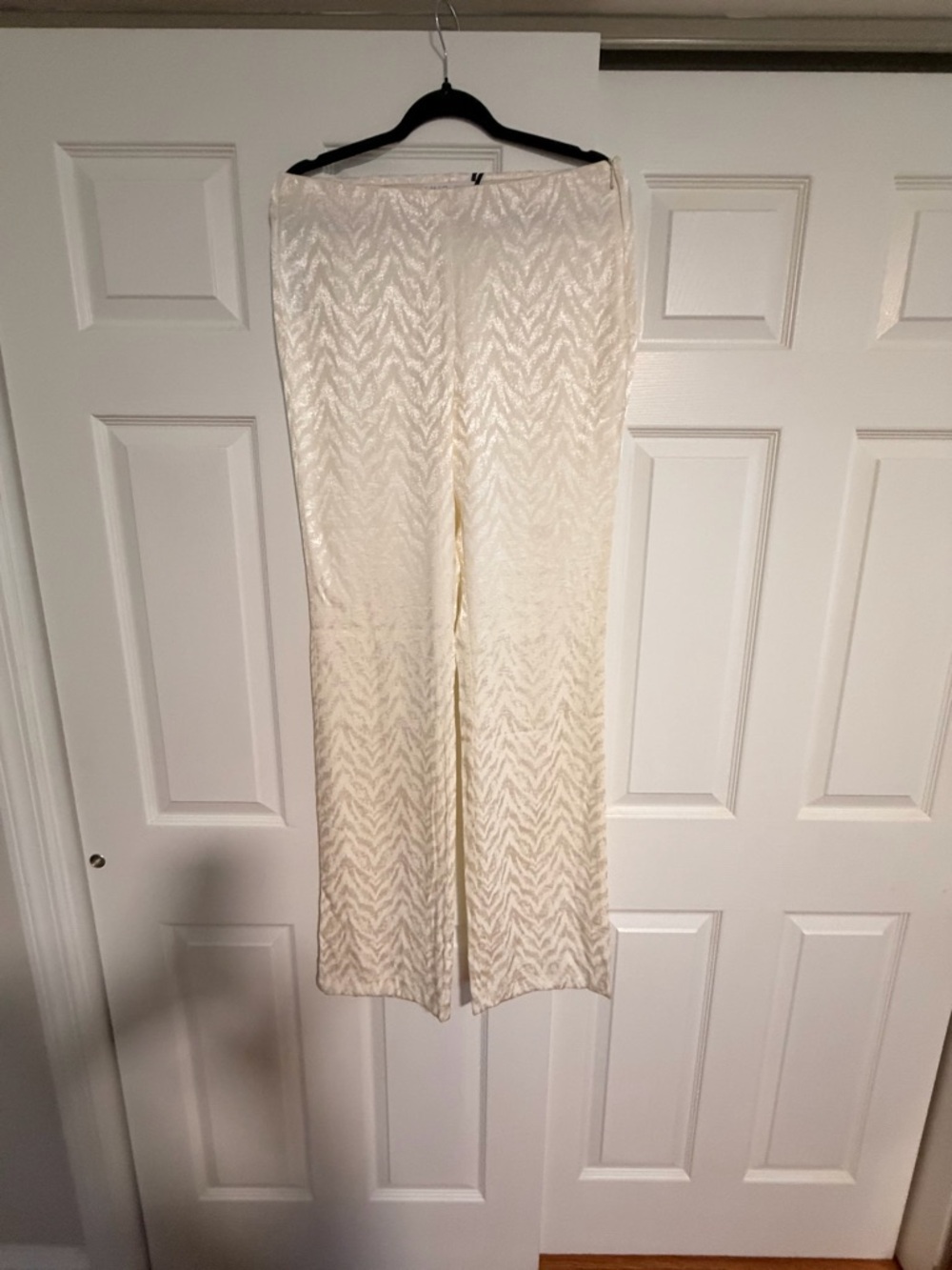 Mango Cream Wide-Leg Lace Overlay Trousers